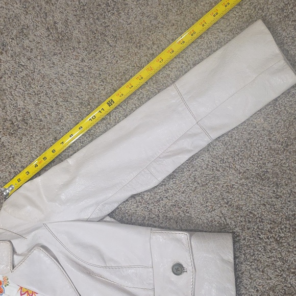 ❤️Cream LEATHER Jacket Blazer Lined, Button Womens Small - Picture 8 of 11